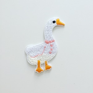 Gans-opstrijkpatch: geborduurde boerderijdierappliqué