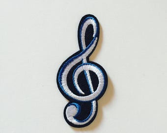 Treble Clef Iron-On Patch: Embroidered Music Applique