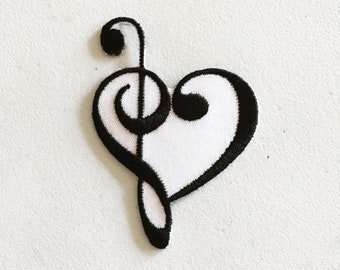 Musik Violinschlüssel Aufnäher, Musik Love Abzeichen, Musik Liebhaber Aufnäher, DIY Stickerei, gestickte Applikation, Musik Applikation, Musik Liebhaber Geschenk