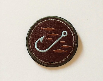 Fishing Hook Embroidered Iron-On Patch: Fisherman Gift