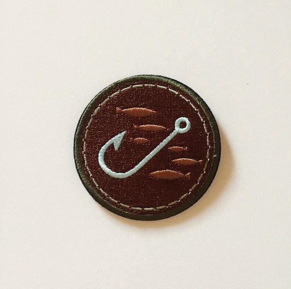 Fishing Hook Embroidered Iron-On Patch: Fisherman Gift