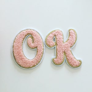 White 5cm / 7.5cm Quality 3D Chenille Letter Patch Large Size Iron on Towel Patches  Sew on Alphabet Embroidery Clothes 