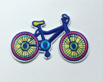 Bicycle Iron-On Patch: Embroidered Bike Applique (102mm x 62mm)