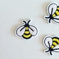 Tiny Bee Iron-On Patch Set: Embroidered Bumblebee Applique