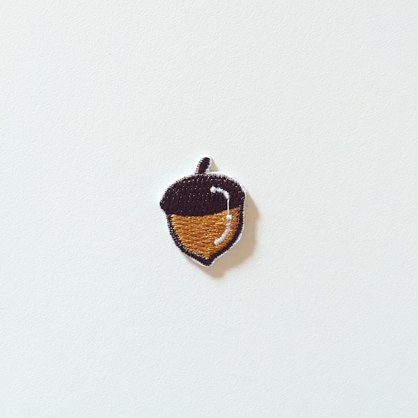 Tiny Acorn Stick-On Patch, Oak Tree Fruit Badge, Woodland Patch, Autumn Forest Badge, DIY Embroidery, Embroidered Applique, Acorn Gift