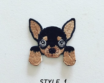 Opstrijkpatch chihuahuahond: geborduurde puppy-appliqué