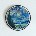 Starry Night Embroidered Iron-On Patch - Van Gogh Art Applique