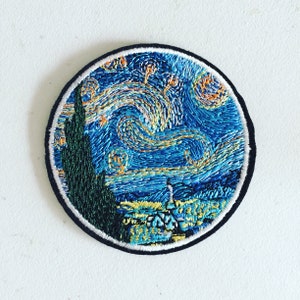 Van Gogh Impressionist Art Patch, Starry Night Iron-on Patch, Van Gogh Art Badge, Art Applique, Embroidered Applique, Art Lover Gift