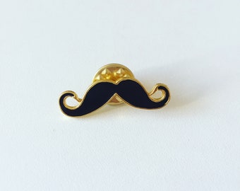Moustache Lapel Pin: Hipster Movember Metal Badge