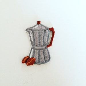 Retro Italian Coffee Maker Stick-On Patch, Vintage Coffee Pot Badge, Moka Pot Patch, Coffee Lover Patch, Coffee Pot Embroidered Applique