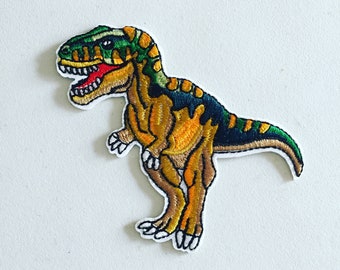 T-Rex Dinosaur Iron-On Badge, Tyrannosaurus Rex Iron-On Patch, Dino Animal Patch, DIY Embroidery, Embroidered Applique, Dinosaur Lover Gift