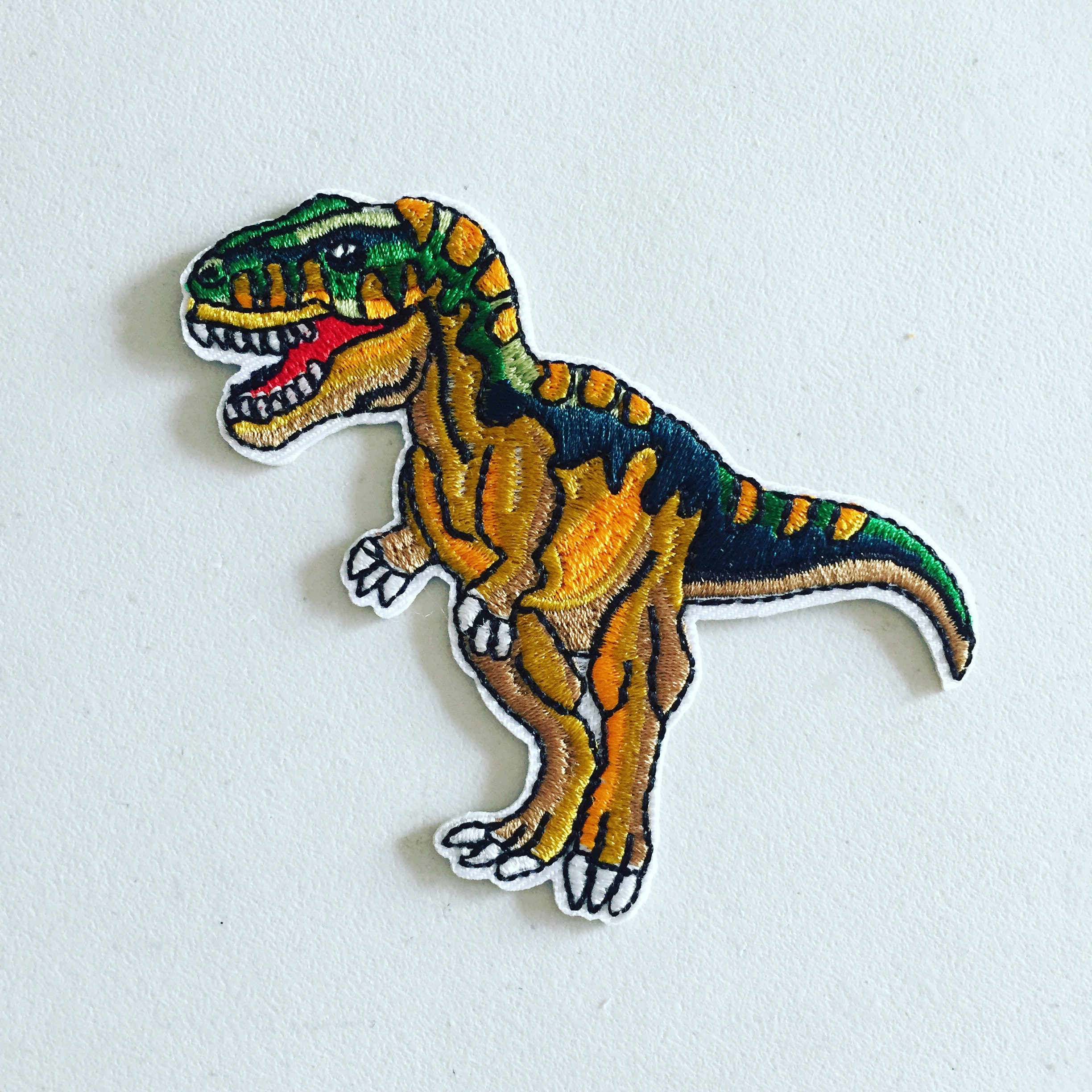Masked Dinosaur Embroidered Sew On Iron On Patch Badge Fabric DIY Craft Transfer