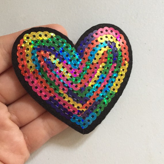 Rainbow Heart Love Embroidery Sew On Iron On Patch Badge Fabric