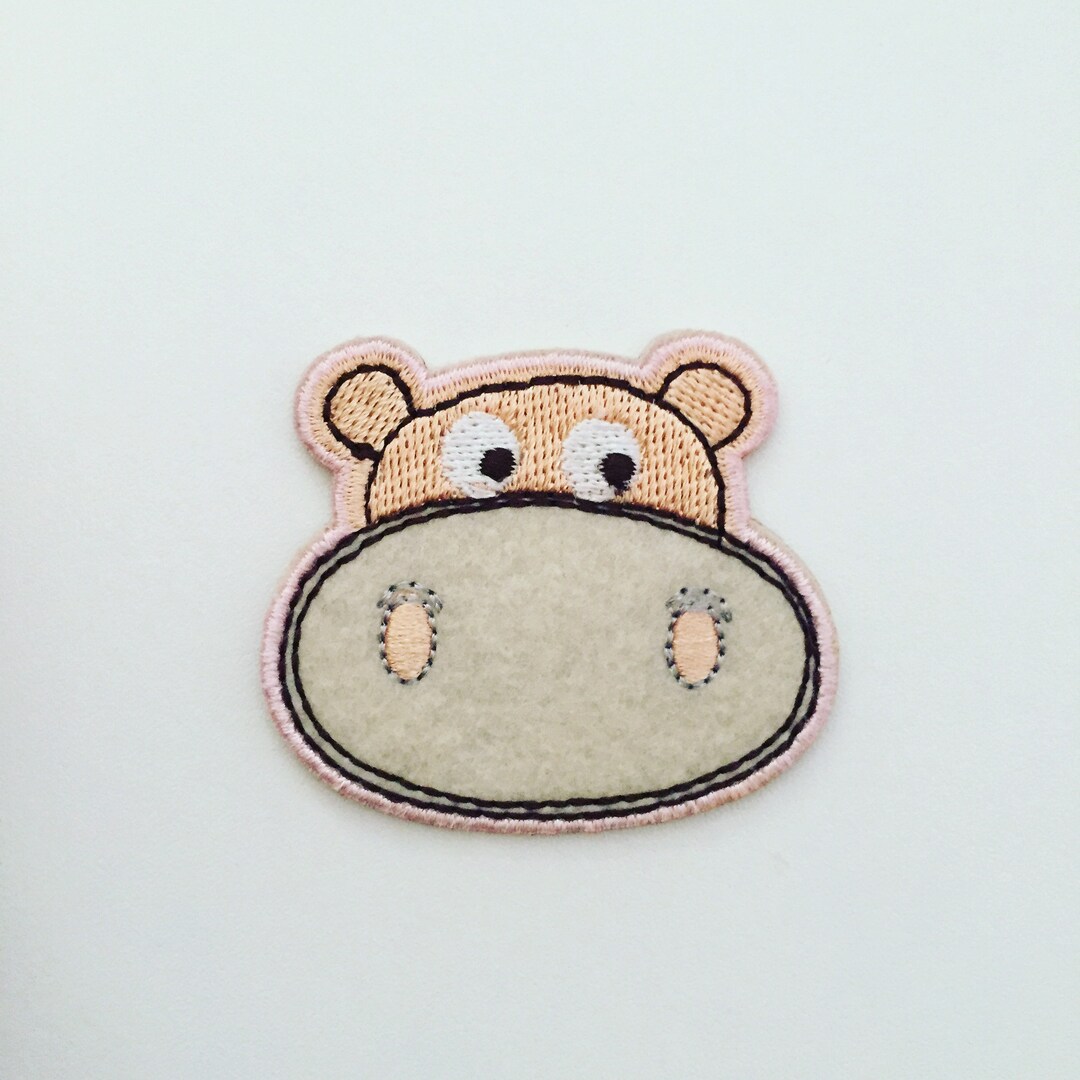 Hippo Ironon Patch Safari Animal Badge Hippopotamus Badge Etsy