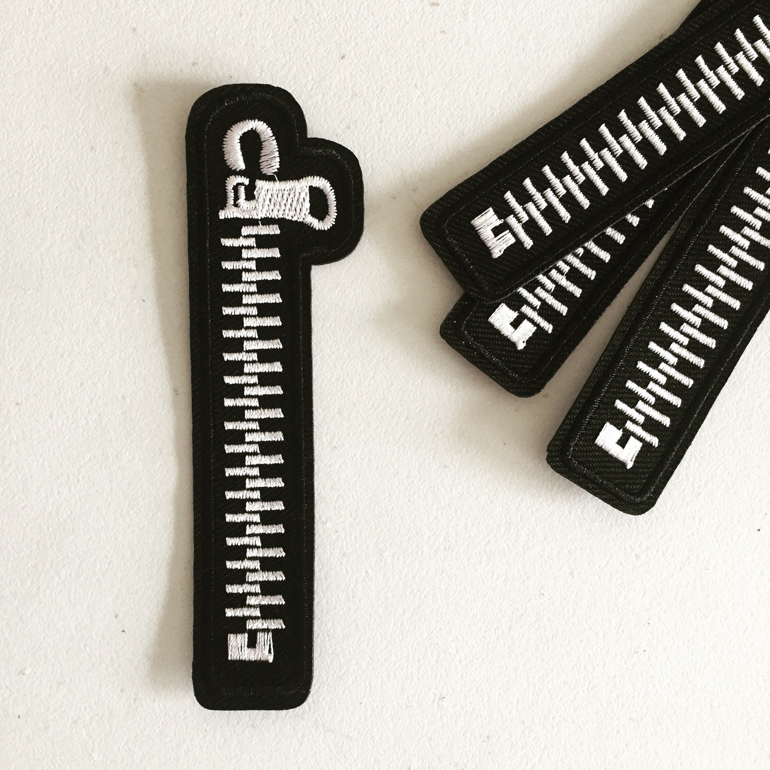 Zipper Iron-On Patch, Black Zip Badge, Zipper Badge, Pop Culture Badg…