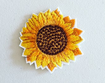 Sonnenblume Bügelbild, gelbe Blume Abzeichen, blumige Patch, DIY Stickerei, gestickte Applikation, dekoratives Patch, Blume Geschenk
