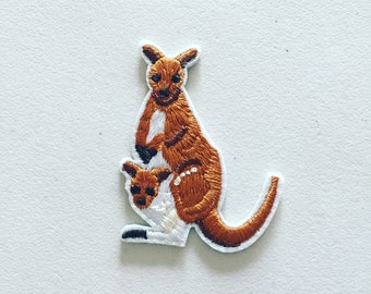 Petit écusson thermocollant kangourou, badge animal kangourou, écusson pour enfant, écusson décoratif, broderie à faire soi-même, appliques brodées, cadeau pour amateur de kangourou