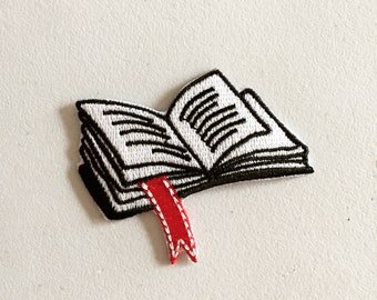 Book Iron-On Patch, Reading Book Badge, Student Badge, Vintage Decorative Patch, DIY Embroidery, Embroidered Applique, Bookworm Gift