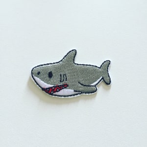 Baby Shark Iron-On Patch, Sea Animal Badge, Shark Badge, Decorative Patch, DIY Embroidery, Shark Embroidered Applique, Shark Lover Gift