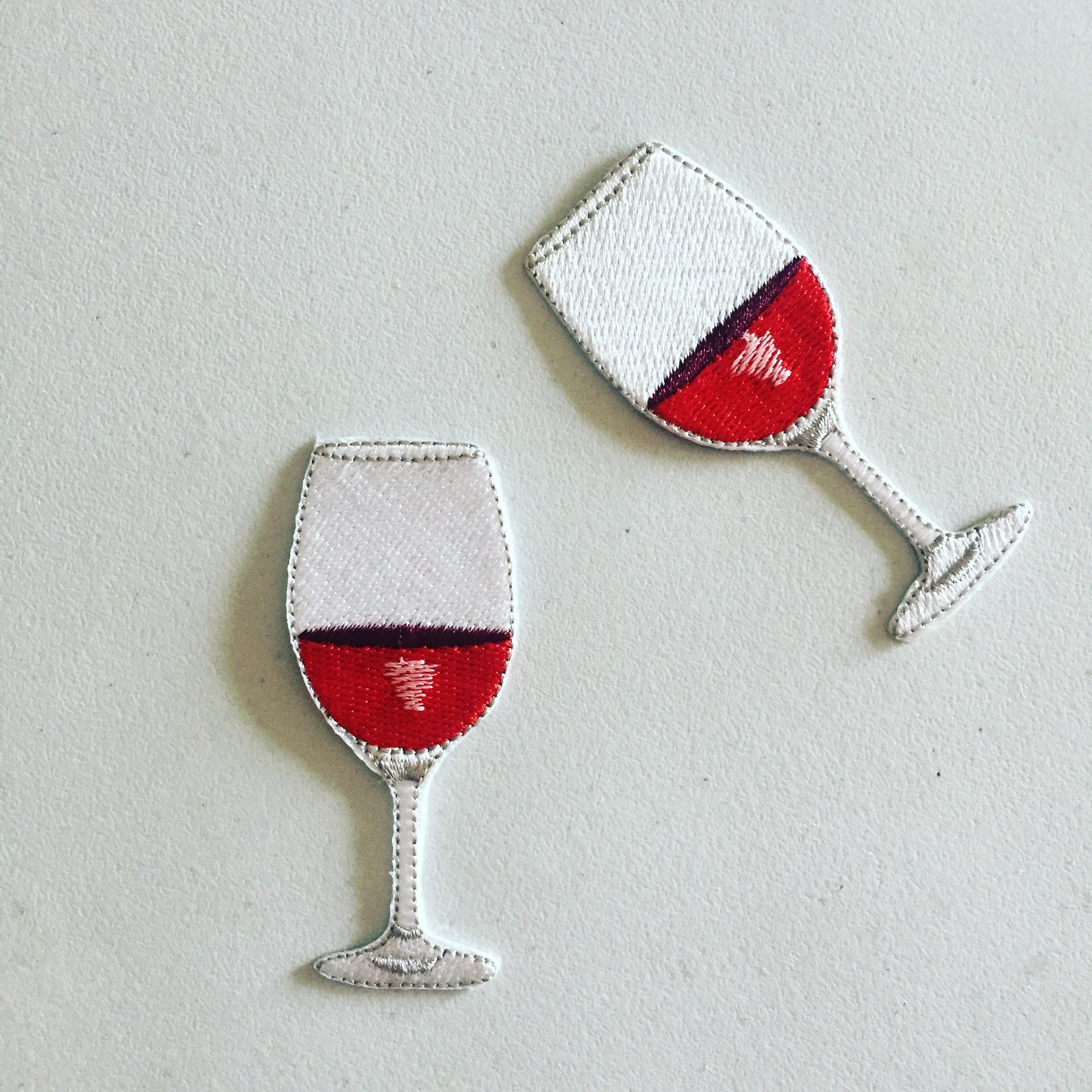 Red Wine Iron-On Patch, Prosecco Wine Badge, Decorative Patch, DIY Embroidery, Embroidered Applique, Wine Lover Gift