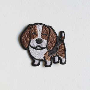 Beagle Dog Iron-On Patch, Doggie Badge, Beagle Badge, Doggy Patch, Dog Animal Patch, DIY Embroidery, Embroidered Applique, Dog Lover Gift