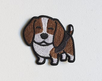 Beagle Dog Iron-On Patch, Doggie Badge, Beagle Badge, Doggy Patch, Dog Animal Patch, DIY Embroidery, Embroidered Applique, Dog Lover Gift