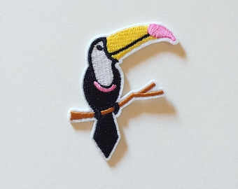 Toucan Iron-On Patch, Embroidered Exotic Bird Applique