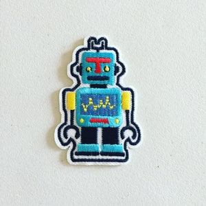 Robot Iron-On Patch, Robot Badge, Cartoon Applique Motif, Decorative Patch, DIY Embroidery, Embroidered Applique, 90s Pop Culture Gift