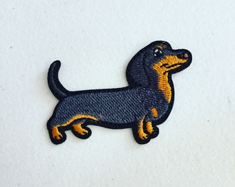 Dachshund Sausage Dog Iron-On Patch, Doggie Badge, Dachshund Badge, Dog Animal Patch, DIY Embroidery, Embroidered Applique, Dog Lover Gift