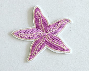 Purple Starfish Iron-On Patch, Purple Sea Star Badge, Sea Animal Patch, Marine Patch, DIY Embroidery, Embroidered Applique, Sea Lover Gift