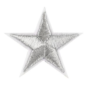 Large Silver Star Iron-On Patch, 90s Bling Star Badge, DIY Embroidery, Embroidered Star Applique, Pop Culture Gift