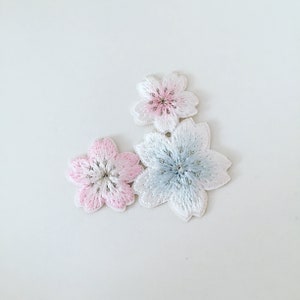 Japanese Sakura Flower Stick-On Patch, Cherry Blossom Badge, Japan Floral Patch, DIY Embroidery, Embroidered Applique, Flowery Patch