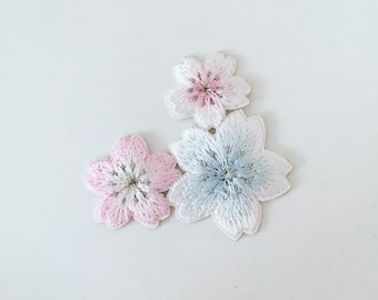 Japanese Sakura Flower Stick-On Patch, Cherry Blossom Badge, Japan Floral Patch, DIY Embroidery, Embroidered Applique, Flowery Patch