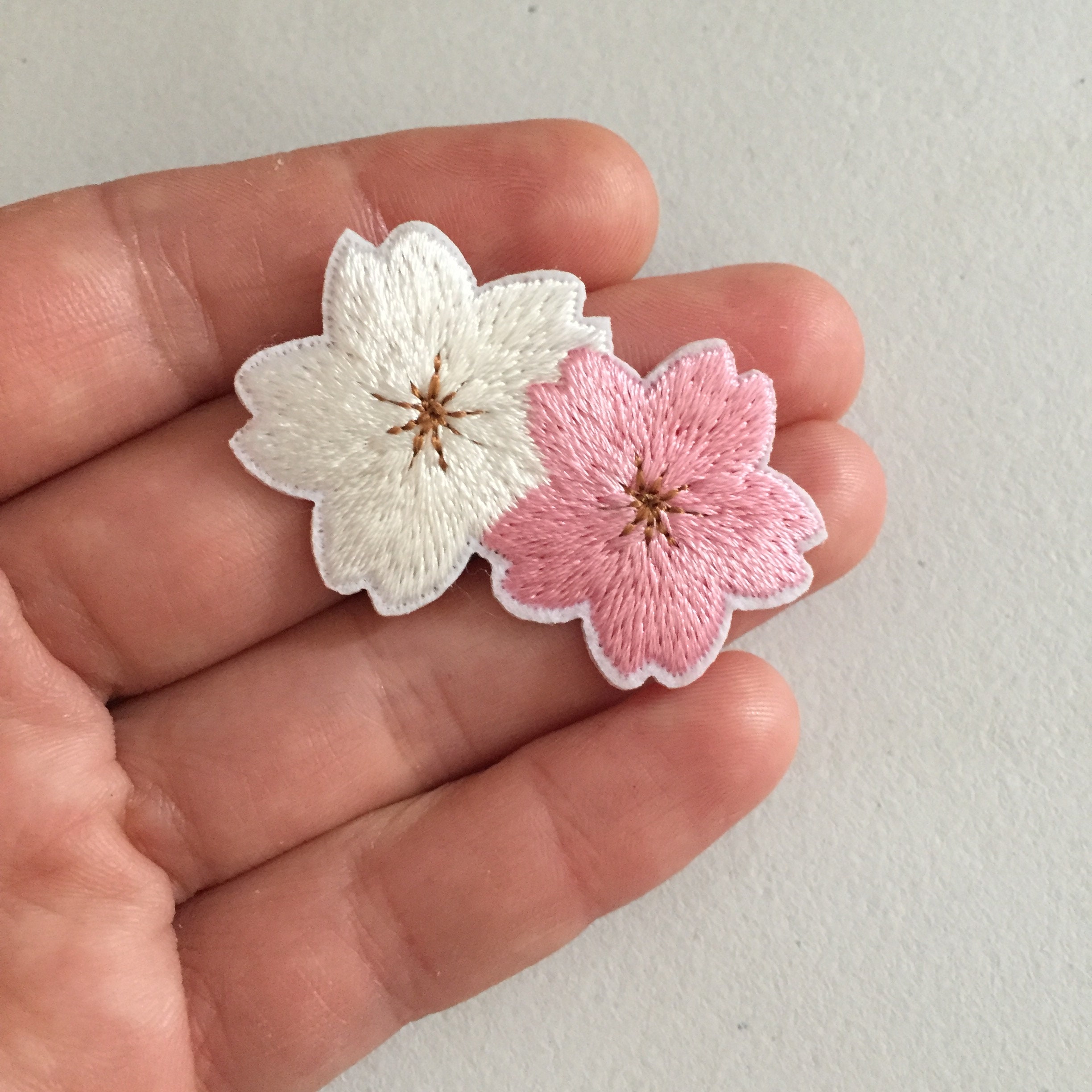 Double Sakura Flower Iron-on Patch, Cherry Blossom Badge