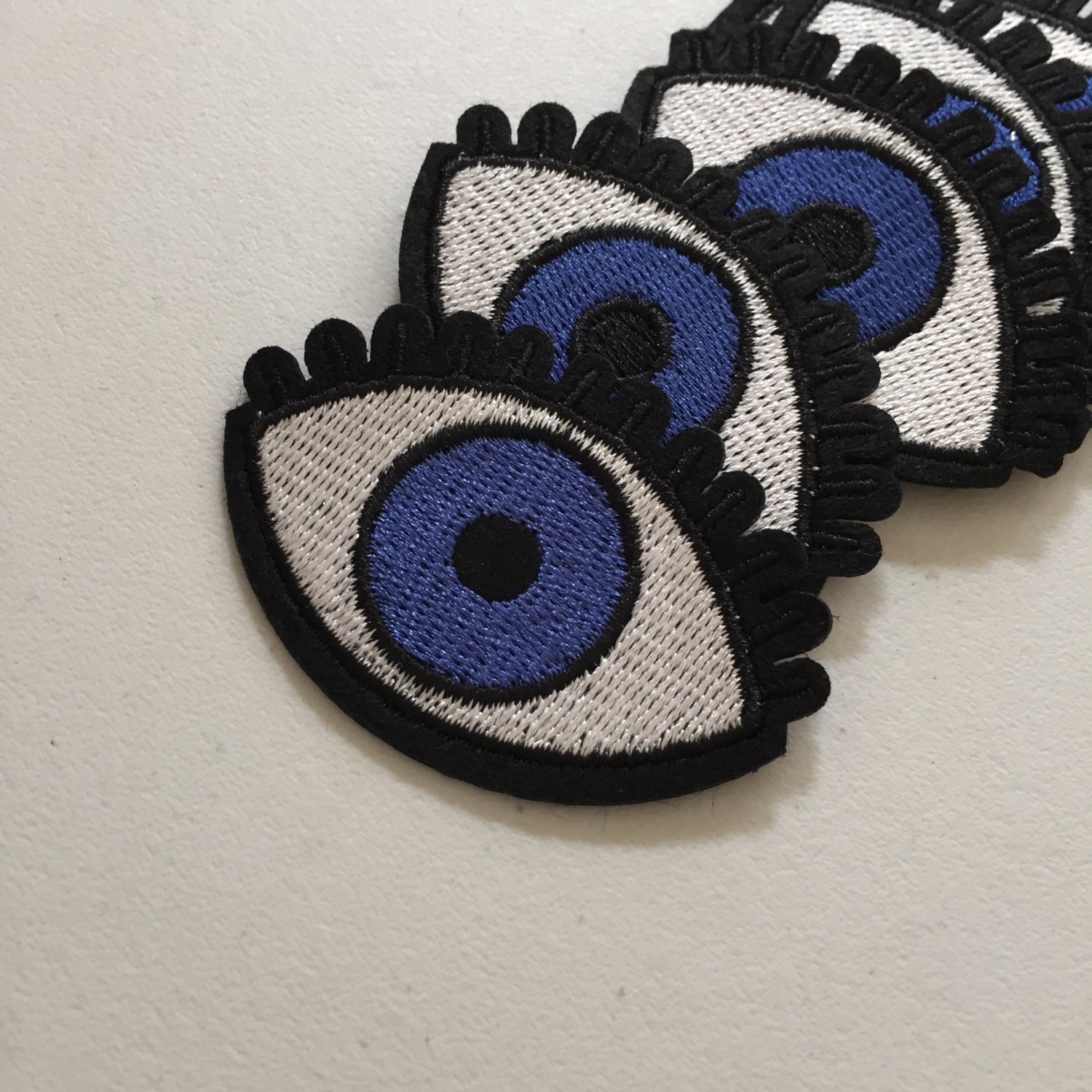 Evil Eye Iron on Large Sequins Patches Appliques Blue Eye Sewing Applique Patches, Size: 9 x 5.1