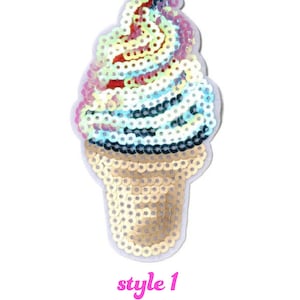 Pailletten Eistüte Aufnäher, Pailletten Eis Abzeichen, Bling Girly Patch, DIY Stickerei, gestickte Applikation, Stickerei Abzeichen