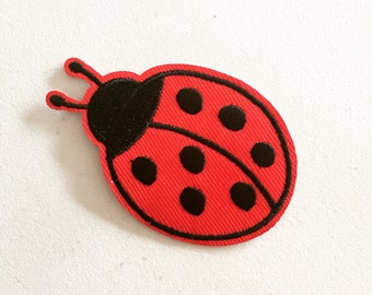 Ladybird Iron-On Patch, Ladybug Insect Badge, Decorative Patch, DIY Embroidery, Embroidered Applique, Bee Applique Motif, Ladybird Gift