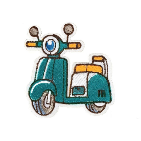 Scooter Iron-On Patch, Motor Scooter Ride Badge, Moped Decorative Patch, DIY Embroidery, Embroidered Applique, 90s Pop Culture Gift