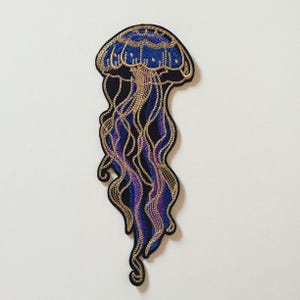 Large Jellyfish Iron-On Patch, Marine Life Badge, Sea Badge, Ocean Decorative Patch, DIY Embroidery, Embroidered Applique, Sea Lover Gift