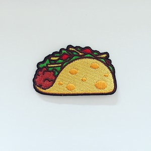 Mexican Taco Iron-On Patch, Mexican Food Badge, Foodie Badge, DIY Embroidery, Embroidered Applique, Embroidery Badge, 90s Pop Culture Gift