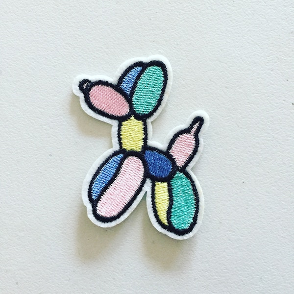 Balloon Poodle Iron-On Patch: Pastel Dog Badge, DIY Embroidery