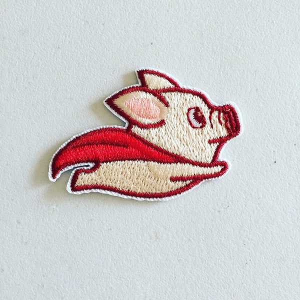 Flying Pig Iron-On Patch, Piggy Badge, Flying Pig Badge, Animal Decorative Patch, DIY Embroidery, Embroidered Applique, Pig Gift