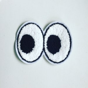 Cartoon ogen chenille opnaaibare patch, Googly Eyes chenille opnaaibadge, leuk motiefappliqué, geborduurde appliqué, popcultuurcadeau