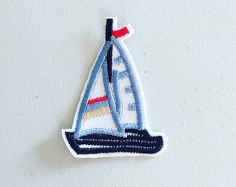 SAILBOAT iron on patch applique 1 12 X 2 inch