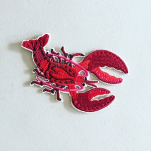 Lobster/Crab Iron-On Patch, Sea Life Lobster Badge, Marine Animal Patch, Crab Badge, DIY Embroidery, Crab Embroidered Applique