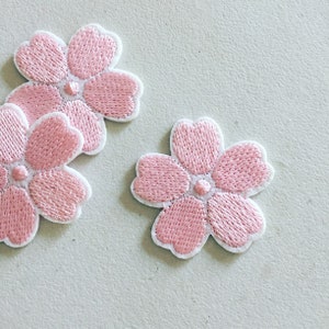 Sakura Cherry Flower Iron-On Patch, Pink Floral Badge, Flowery Patch, DIY Embroidery, Embroidered Applique, Decorative Patch, Cherry Blossom