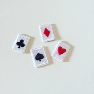 Mini Cards Symbols Patches, Clubs/Spades/Hearts/Diamonds Cards Patch, Poker Cards Badge, Embroidered Applique, Poker Lover Gift