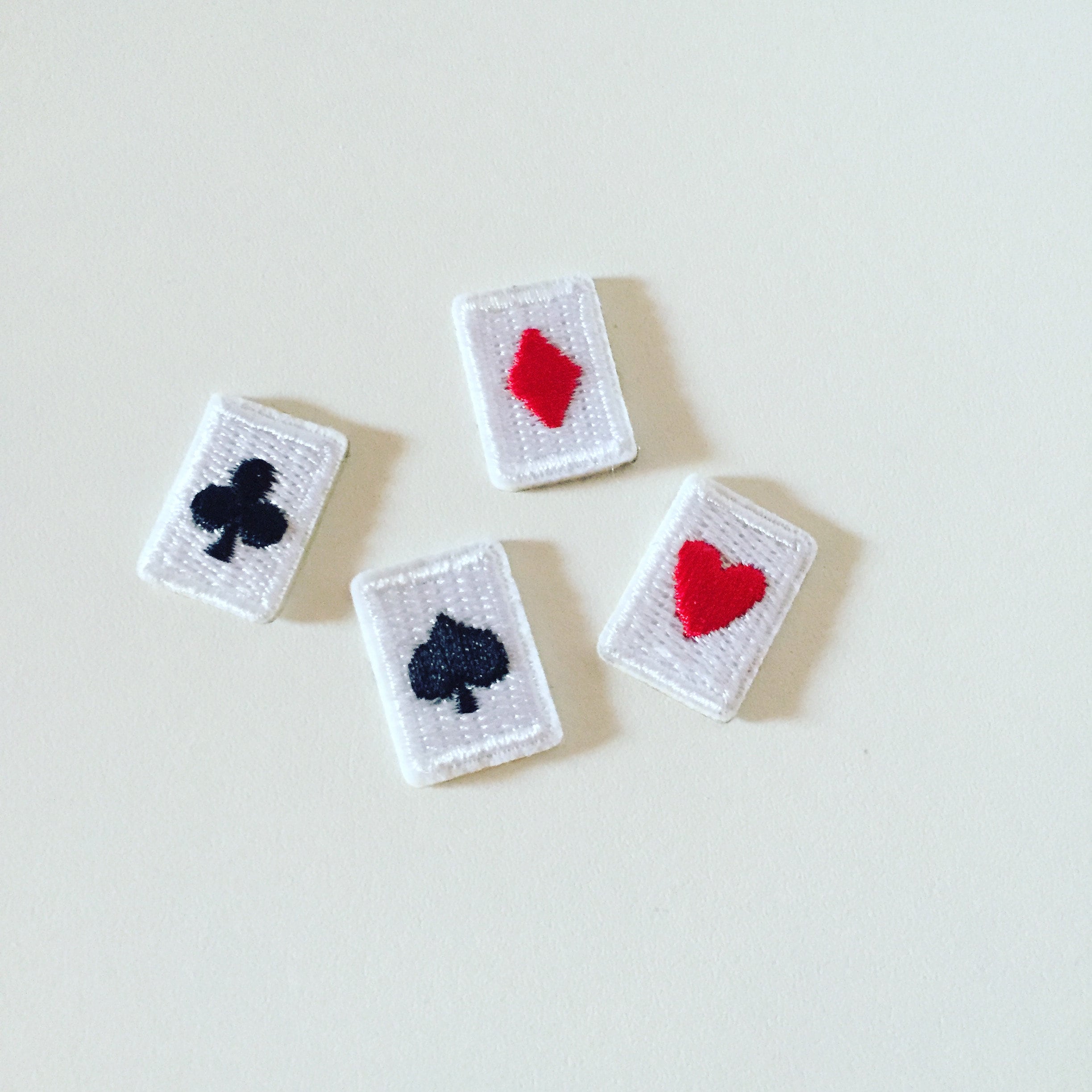 Mini Cards Symbols Patches, Clubs/Spades/Hearts/Diamonds Cards Patch, Poker Cards Badge, Embroidered Applique, Poker Lover Gift