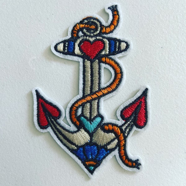 Rockabilly Anchor Iron-On Patch, Boat Anchor Badge, DIY Embroidery, Embroidered Applique, Decorative Patch, Sea Lover Gift, Rockabilly Gift