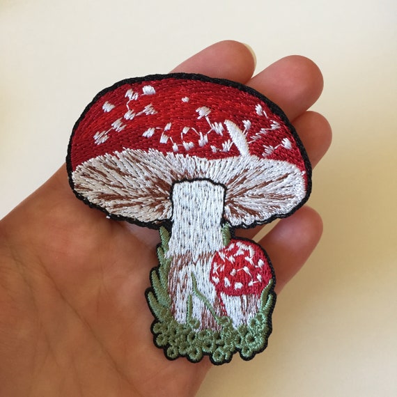 Hand Embroidered Mushroom Patches Hand Embroidered Mushroom Patches